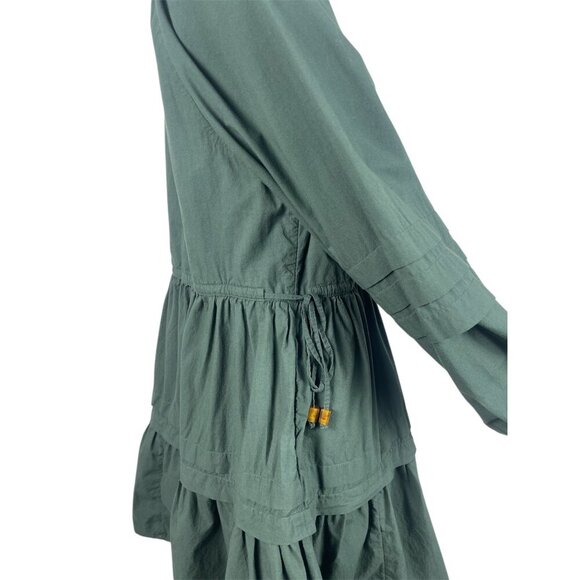 Madewell Crinkle Poplin Wrap Mini Dress Medium Green Drawstring Waist - Picture 6 of 11